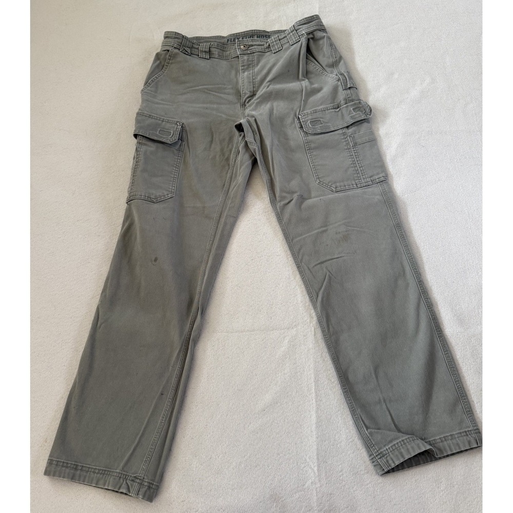 Duluth Trading Flex Fire Hose Cargo Pants Mens 36x34 Olive Green Workwear Util - Picture 2 of 12